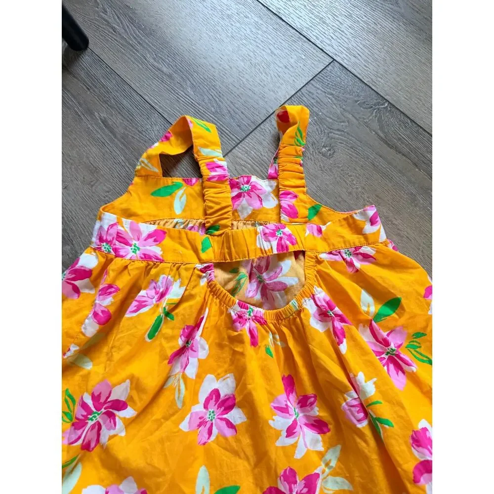 Old Navy Yellow Floral Ruffled-Hem Twill Dress